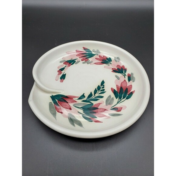 Clay Works Halifax N S Canada Pottery Dish Plate Flowers Unusual - Picture 1 of 12